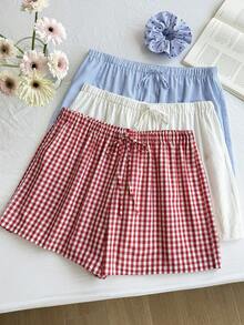 Comfortcana 3pcs/Set Casual Bow Tie Red White Blue Outfits, Spring/Summer - Multicolor - View 6