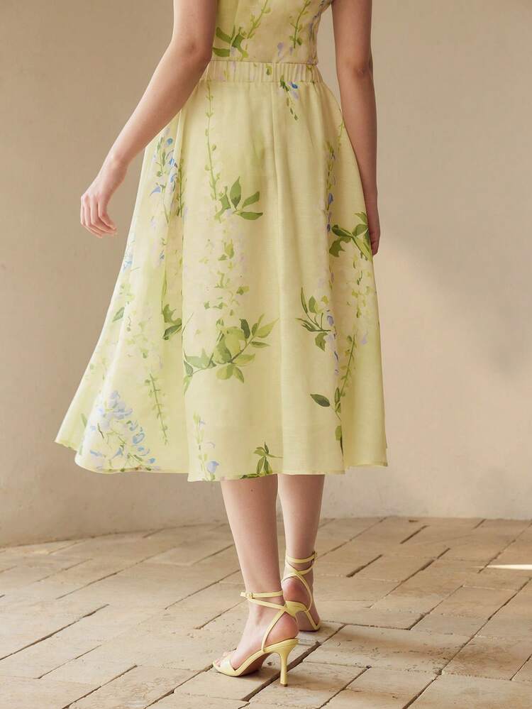 WOMEN'S ELEGANT FLARE FLORAL SKIRT