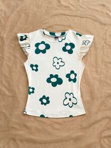 Soleia Áo thun nữ cổ tròn in hoa, tay bồng, kiểu dáng thường ngày. - Nhiều màu - Xem 4