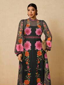 Travachic Plus Size Romantic Elegant Knit Dress - Multicolor - View 6