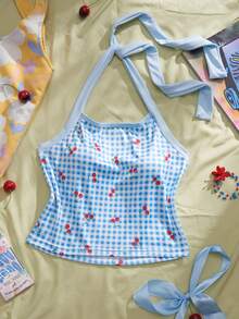 Eraneu 1pc Women's Cherry Print Camisole Top