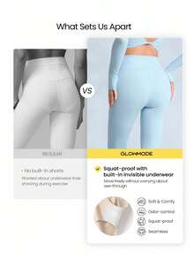 GLOWMODE 31" FeatherFit™ Flared Leggings Pants With Built-In Shorts Low Impact Yoga Pilates Daily Spring Summer - Blue Day - View 2