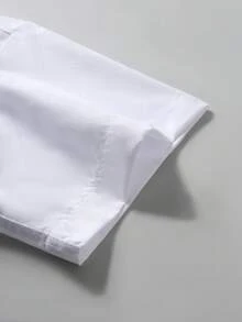 Manfinity Mode Áo sơ mi nam tay ngắn màu trơn, kiểu dáng thường ngày, đa năng cho mặc hàng ngày và đi làm, mùa hè, trang trọng. - trắng - Xem 6