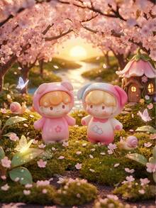 POKOJA LAND Blind Box Doll Set - Warm Cherry Blossom Theme High-Quality Material Collectible Toy | Mother's Day Gift Prepared For Collectors | Warm Decorative Collectible Toy, Includes 16 Regular Models + 1 Hidden Model - Tide play blind box - View 3