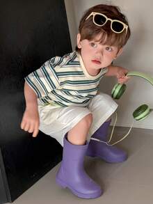 DAZY 幼儿男童圆领条纹短袖休闲上衣，春夏款 - 綠色 - 查看 4