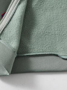 SHEIN Toddler Boys' Hooded Top With Embossed Chest And Furry Collar, Matching Casual Pants, Fashionable And Versatile, Suitable For Autumn/Winter - Mint Green - View 4