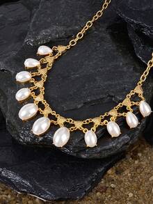 Opalesca 1 Mặt dây chuyền tua rua ngọc trai thời trang, đa năng cho nữ, phù hợp với nhiều trang phục, phong cách cổ điển, đính hạt, phụ kiện cưới/cô dâu, phong cách cổ tích/tiên nữ, ngọc trai, hoa, mùa thu/đông, dành cho mẹ/phụ nữ/bé gái/người mẹ, thanh lịch, cao cấp, quà tặng ngày Valentine. - Vàng - Xem 6