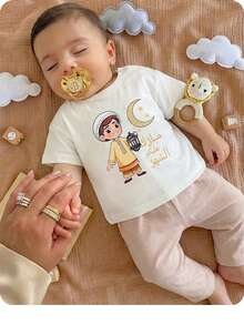 Neugeborenes Mädchen, süßes, lässiges Strickset mit Cartoon-Muster, Langarmshirt und Hose, Herbst/Winter-Saison, mokkafarbene Babykleidung, Sommerkleidung, neutrale Babykleidung, Unisex - Aprikosenfarben - Übersicht 11