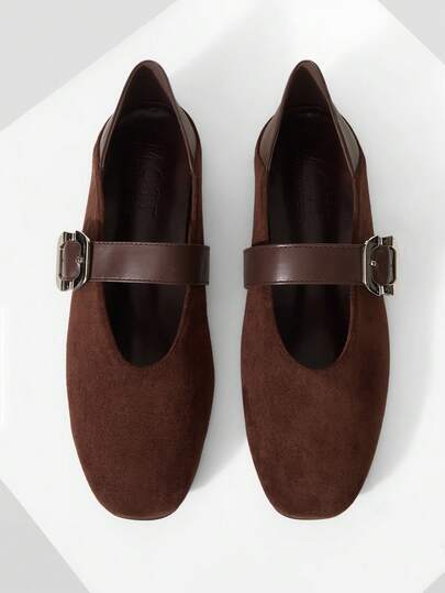 MOTF WOMEN SQUARE TOE BUCKLE STRAP FLATS VALENTINE'S DAY