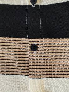 SHEIN 新生男婴可爱条纹针织短袖连体衣，适合生日派对、晚会、表演、婚礼、一个月庆祝活动、洗礼和 1 岁生日婴儿洗礼，夏季 - 彩色 - 查看 3