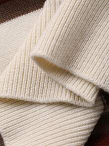 Livesso Women's Autumn Retro Striped Turtleneck Sweater - White - View 8