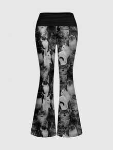 ROMWE [Lingerie] Sexy Camisole Strap Ruched Low Waist Flare Pants Women 2 Pieces Set - Black - View 7