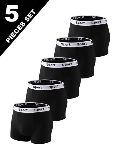 Tween Boys Boxerkalsonger 5-pack Svarta Resår i Midjan Sportlogga Stretchiga Komfortabla Etikettlösa Får Åka Upp Lätt Snabbtorkande Vardagskläder Underbyxor Byxor Skola Gym 2026 Julklappsnödvändigt