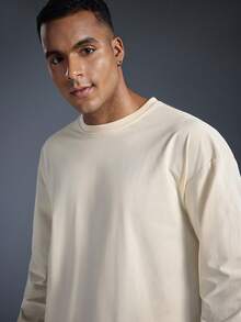 Driftmere T-shirt à manches longues pour hommes, couleur unie, décontracté. Polyvalent du printemps à l'été. T-shirts de sport confortables et doux pour hommes. Style athleisure, mode sportive, pour le printemps/l'été - Beige - Voir 6