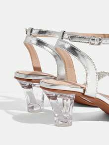 CUCCOO TILAWA Sandalias de tacón para mujer - Plateado - Ver 4