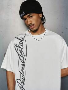 PAVTROS 男士休闲字母印花短袖T恤，夏季 - 白色 - 查看 5