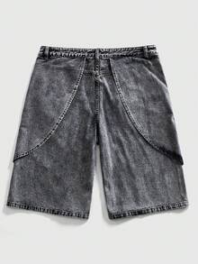 ROMWE MEN Street Life 男士做旧水洗牛仔短裤 - 棕色 - 查看 9