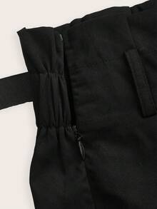 SHEIN Tall High-Waisted Retro Straight Black Trousers, Casual Daily Wear, Autumn And Winter Women's Bottoms, Business Casual Women's Wear, 90s Wear, Homecoming, Korean Fashion, Office Wear, Renaissance, Old Money Style, Prom, , Goth, , Festival,New Year,Valentine - Black - View 12