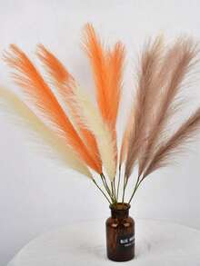 Herbe de Pampa artificielle 55 cm/21,65 po Fleur fausse moelleuse de couleur beige, marron, orange. Roseau artificiel faux Herbe de Pampa pour la décoration de la maison et de la ferme, pour la décoration bohème, fleur artificielle fausse décoration Pampa, remplisseur de vase décoration de la pièce, centres de table de mariage - mika orange - Voir 4