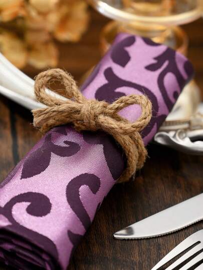 4/6/10/12 حلقة مفرش طاولة بشكل فيونكة أصلية، مشبك مفرش طاولة، ألوان أصلية، حبل قنب محبوك يدويًا بحت