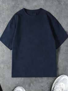 Coolqubz Teenager Jungen Lässig Rundhals Kurzarm T-Shirt - marineblau - Übersicht 3