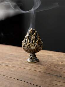 1 chiếc lư hương mini kiểu cổ điển Boshan trang trí bàn, làm bằng hợp kim đồng, dụng cụ xông hương, hộp đựng trầm hương, quà tặng truyền thống cho nghi lễ trà đạo. - Đồng - Xem 2