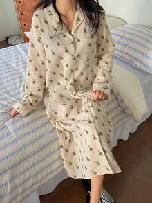 DAZY Loose Fit Women's Nightgown With Allover Puppy Print - Baby Pink - View 8