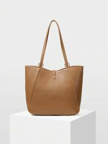 MOTF PREMIUM 女士PU皮革五金细节手提包 - 杏色 - 查看 5