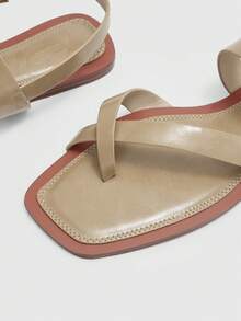 CUCCOO BIZCHIC Giày sandal đế bằng thời trang nữ, kiểu dáng thường ngày, đa năng, phù hợp cho đi du lịch, đi làm, đi biển. - Màu be - Xem 7