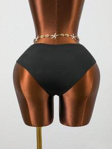 Swim Chiccia Quần bikini nữ dáng suông, cạp cao, họa tiết vỏ sò, kiểu dáng thanh lịch, thích hợp cho kỳ nghỉ biển. - màu đen - Xem 8