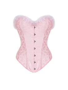 Myrelith 1pc Pink Girly Crop Top - Pink - View 3