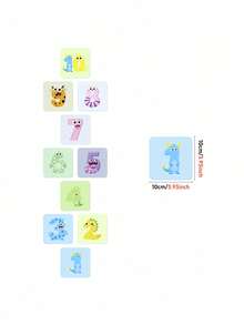 10pcs/Set Vibrant Plaid Digital Floor Decoration Sticker - Waterproof, Self-Adhesive, Removable, And Easy To Clean - Perfect For Jumping House, Classroom And Home Decor - Animal Numbers - View 13