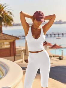 Aralina Leisurewear V Neck Cami Active Workout Top - White - View 5