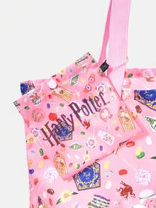 HARRY POTTER X SHEIN 时尚大容量彩虹猫图案手提包 - 藕粉色 - 查看 5