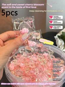 100/50/30/5 Capsules/Set, 5-In-1 Laundry Detergent Pods, Mite-Removing, Long-Lasting Fragrance, Powerful Stain-Removing Detergent Capsules, Household Pack. - Multicolor - View 9