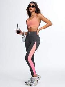 Eassivo Eassivo Women's Ombre Patchwork Tights, Yoga Pants, Fitness Leggings - Grey - View 12