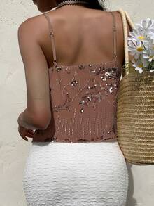 Serisse Correa de atar con bordado de cuentas, estilo casual para vacaciones de verano - Marrón - Ver 2