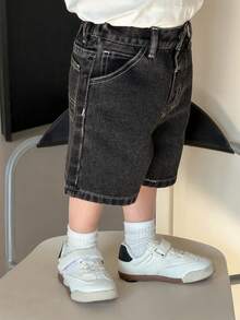 DAZY Baby Boys' Loose Korean Style Pocket Washed Denim Shorts Summer - Black - View 10