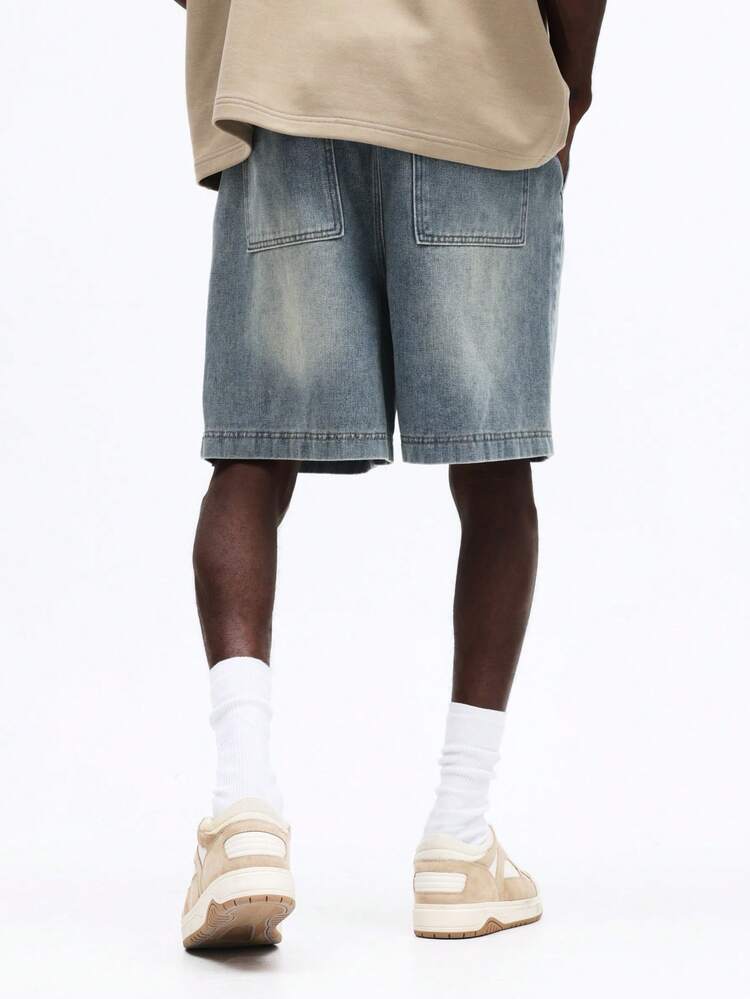 Pull On Relaxed Denim Shorts With Drawstring