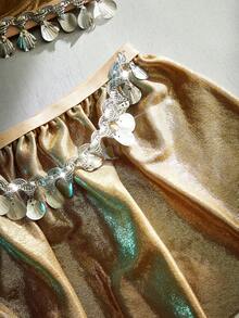 MidnightGlam 两件套加大码女士金属亮片边饰内衣套装 - 香檳色 - 查看 8