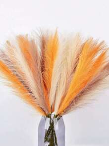 Herbe de Pampa artificielle 55 cm/21,65 po Fleur fausse moelleuse de couleur beige, marron, orange. Roseau artificiel faux Herbe de Pampa pour la décoration de la maison et de la ferme, pour la décoration bohème, fleur artificielle fausse décoration Pampa, remplisseur de vase décoration de la pièce, centres de table de mariage - mika orange - Voir 2