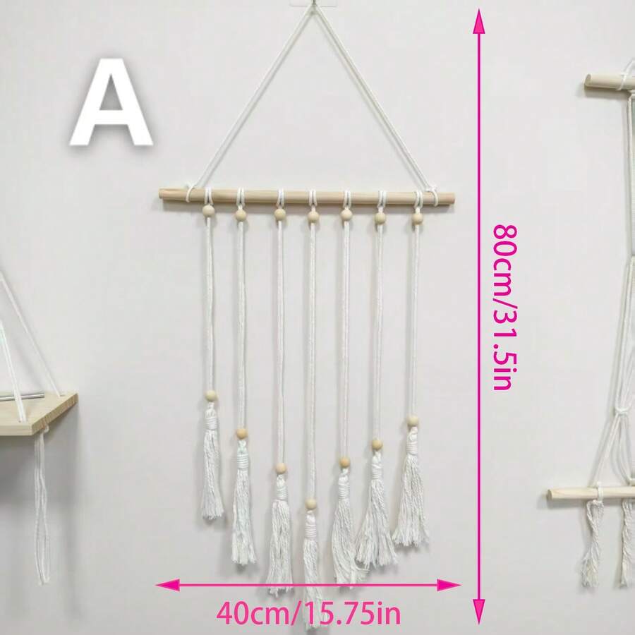 1 Set de Kit de Material DIY para Pared de Fotos Tejida, Tapiz Creativo Hecho a Mano con Cuerda de Algodón y Cáñamo para Exhibición y Decoración de Pared Colgante - Beis - Ver 1
