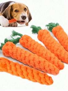 1PC Carrot Shape Pet Chew Rope Toy Interactive Dental Tug Of War Biting Toy For Puppies Aggressive Chewers Gift For Dogs Cats - Orange - View 1