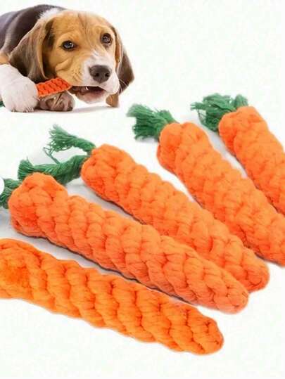 1PC Carrot Shape Pet Chew Rope Toy Interactive Dental Tug Of War Biting Toy For Puppies Aggressive Chewers Gift For Dogs Cats