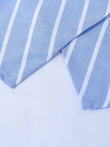 Teen GirlStriped Tank Top With Button Decor & Striped Casual Pants Set - Blue - View 10