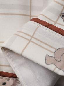 DAZY Set de pijama de 2 piezas con camisa de manga larga con cuello vuelto y pantalones con estampado de dibujos animados para niños pequeños - Beis - Ver 3