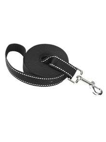 1pc Reflective Flat Pet Leash, Polypropylene Braided Leash, Explosion-Proof Dog Leash. Features A Soft, Protective Polypropylene Braided Handle That Won't Hurt Your Hands And Ensures Excellent Visibility In The Dark, Allowing You To Walk Your Dog Safely And Worry-Free. - Black - View 4