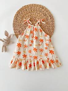 Cozy Pixies Baby Girl Floral Print Casual Versatile Camisole Dress