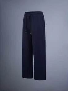 Driftmere 纯色直筒运动裤，四季皆宜，宽松版型，男女通用，休闲街头风，舒适百搭，适合运动慢跑，春夏季通勤穿着。 - 藏蓝色 - 查看 2