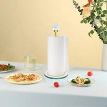 Crystal Glass Round Base Kitchen Dining Table Paper Towel Holder - Multicolor - View 2